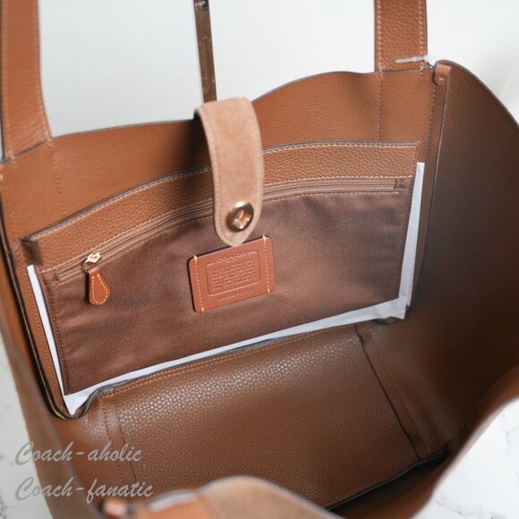 NWT Coach Hadley Turnlock Tote Bag CCC76 Suede Leather /sienna - Picture 10 of 11